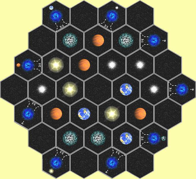 Das komplette Space-Siedler-Spielfeld als Computergrafik